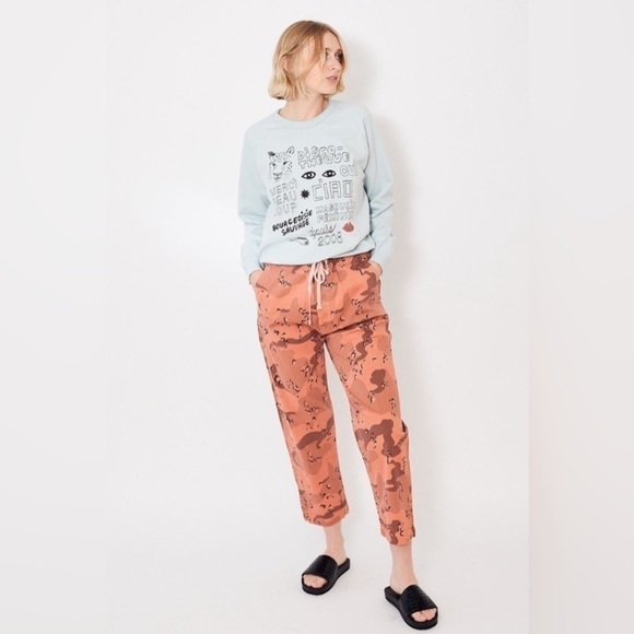 MOTHER Pants - NWT MOTHER The Catch All Ankle Mushroom Mayhem Shrimp Print Baggy Pants Size 27